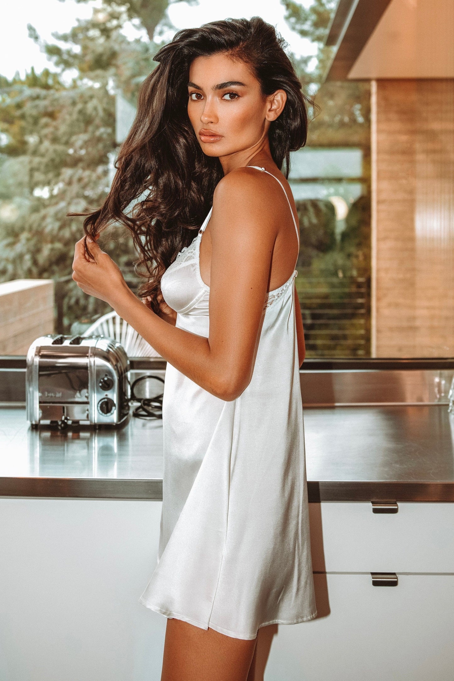 Elegant Ivory Silk Slip Dress